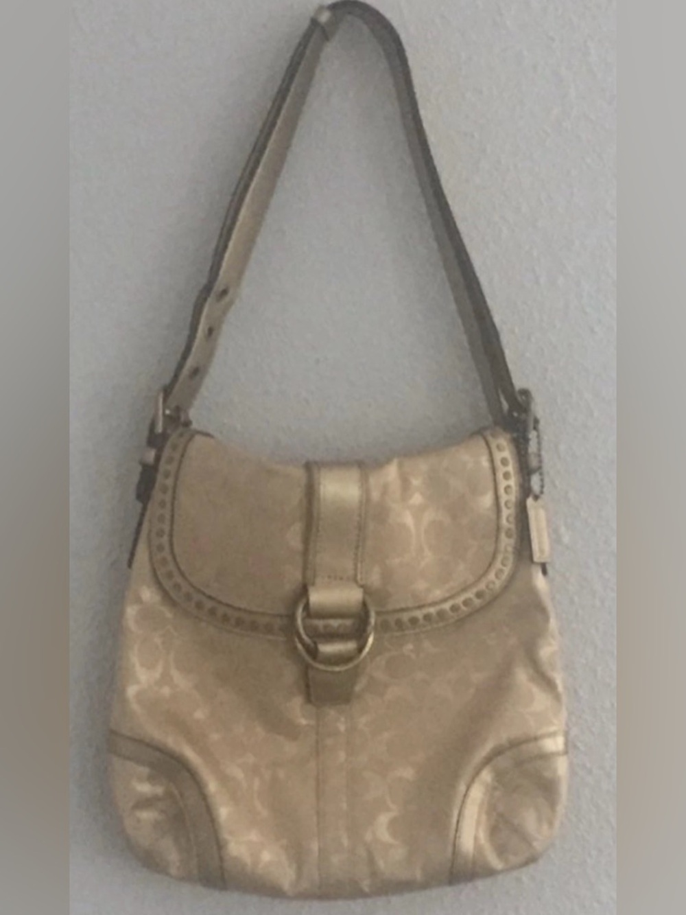 Coach Signature Metallic Gold Shoulder Bag